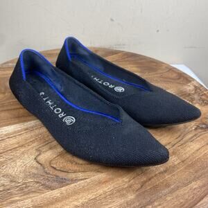 Rothys The Point Womens Black And Blue Size 7.5 Slip On Fabric Knit Ballet Flats